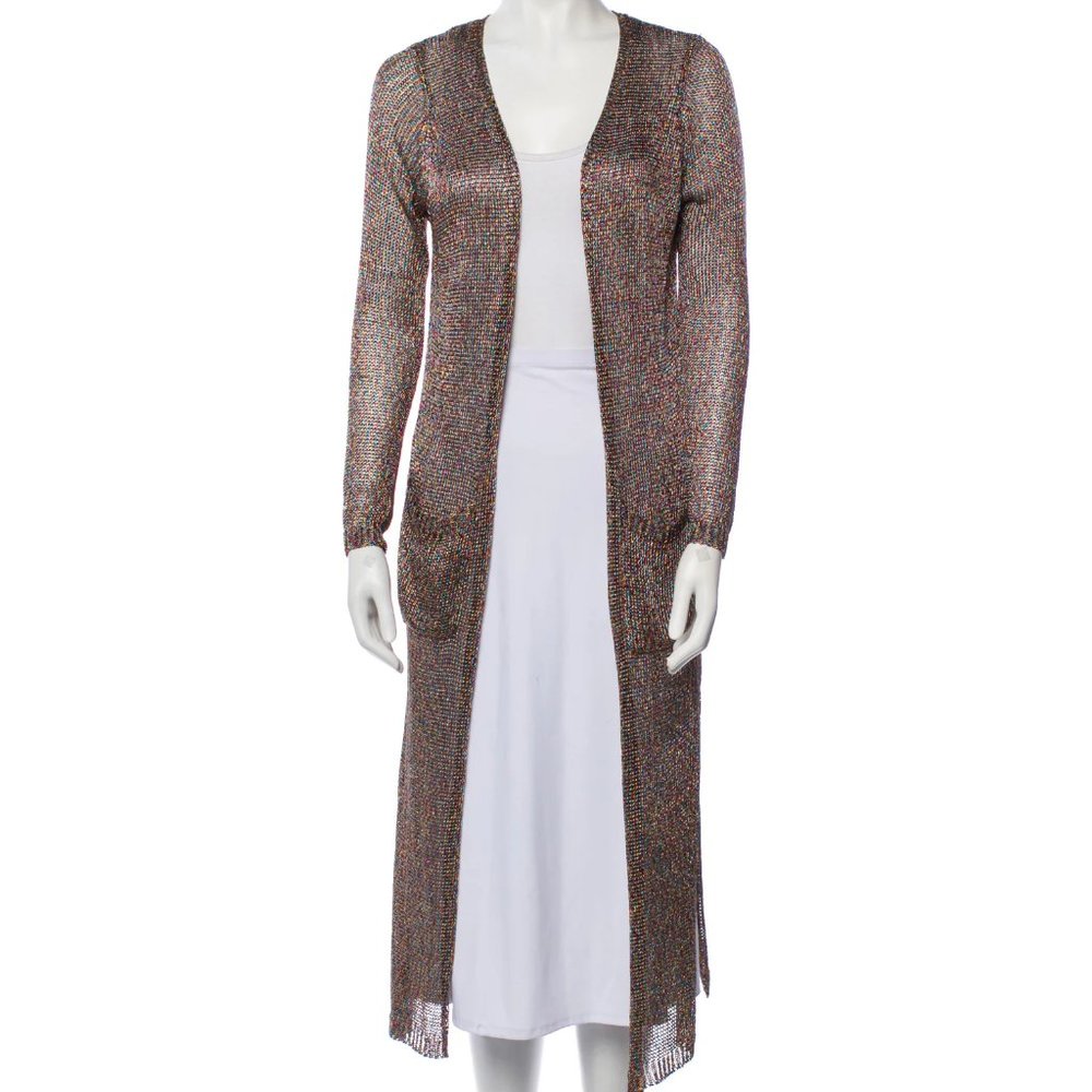 Printed Open Front Sweater